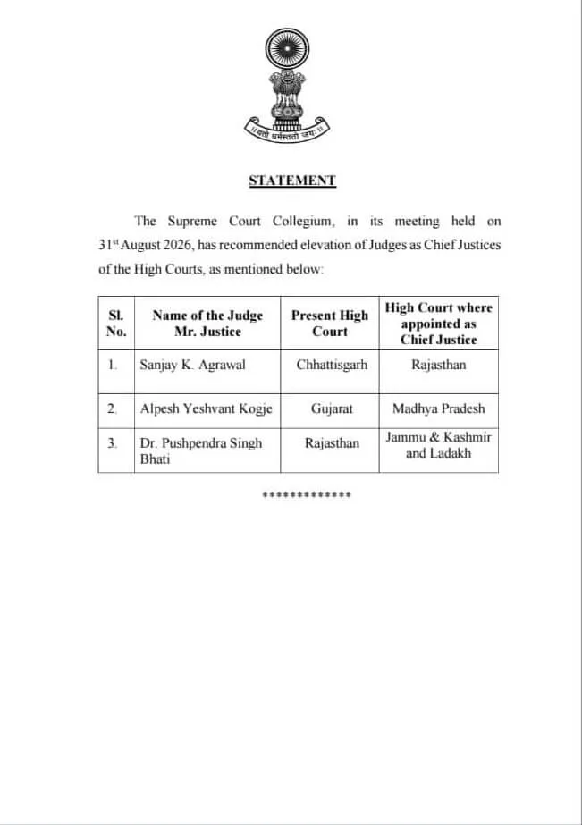 MP हाईकोर्ट को जल्द मिल सकता है नया चीफ जस्टिस, अल्पेश कोगजे के नाम पर कॉलेजियम की मुहर