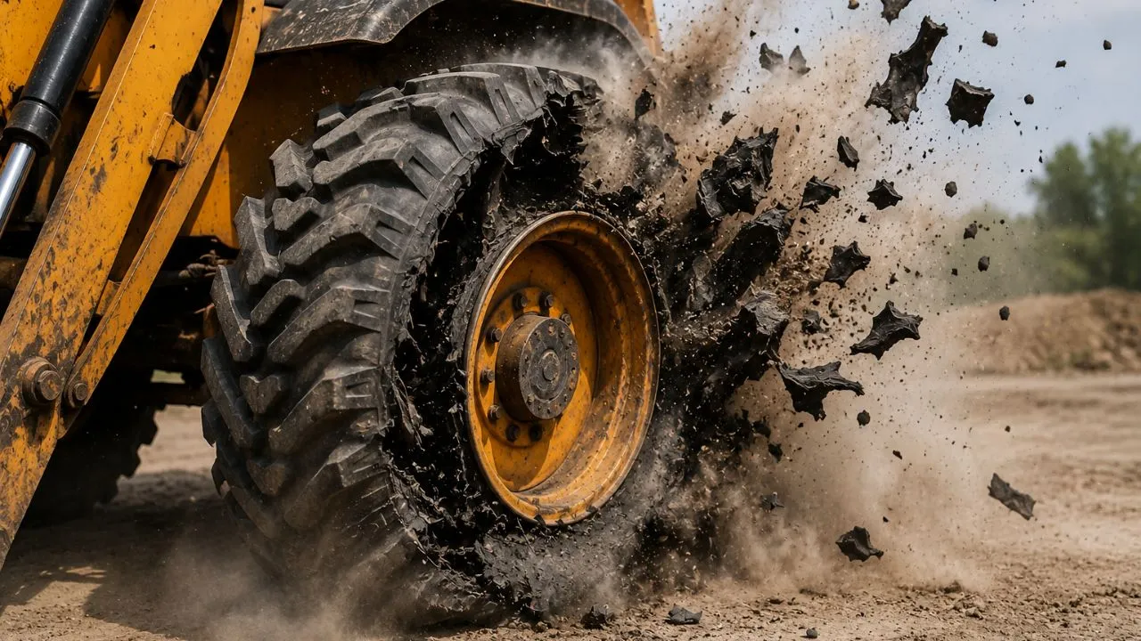 JCB टायर फटते