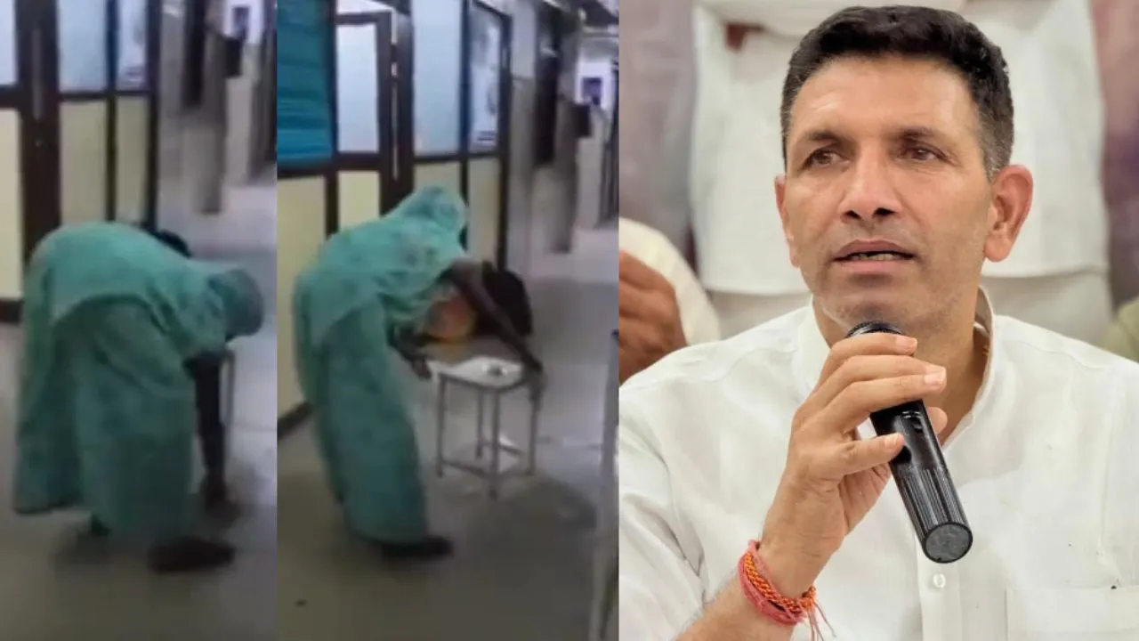 दमोह जिला अस्पताल में बीमार बच्चे की मां से साफ कराया फर्श, वीडियो शेयर कर जीतू पटवारी ने सरकार को घेरा
