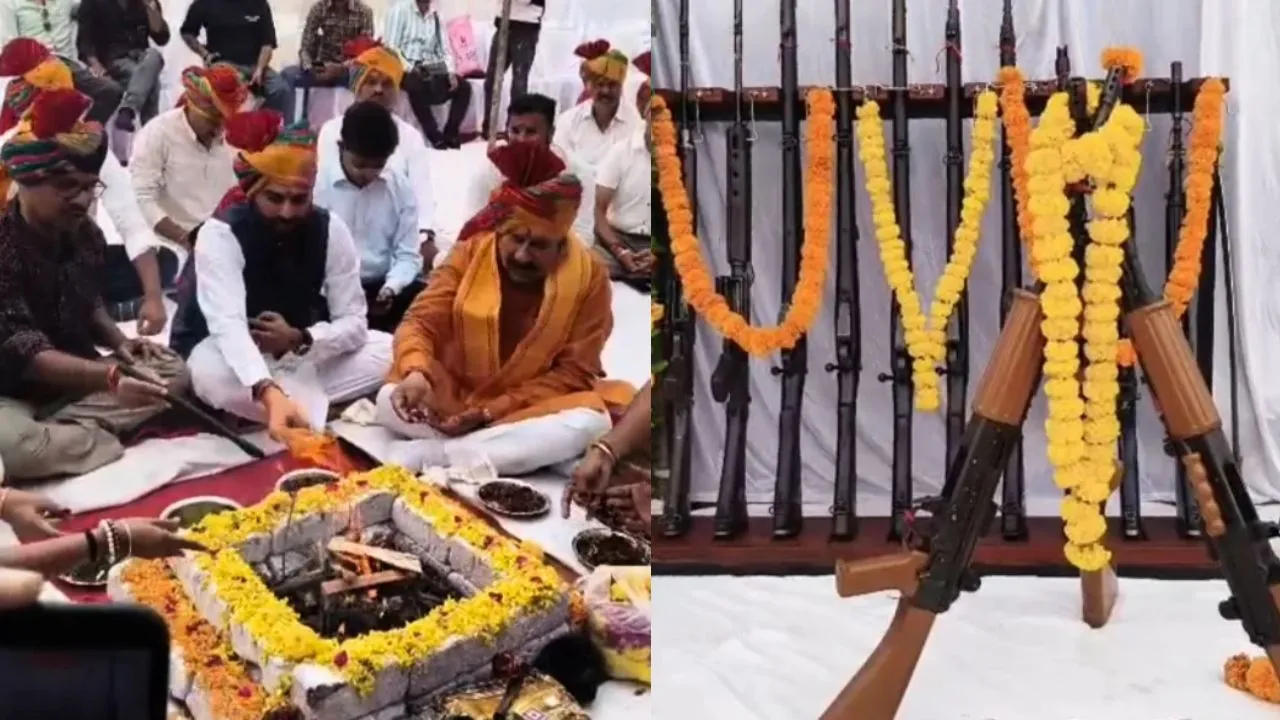 दशहरा 2026: नीमच पुलिस लाइन में वैदिक मंत्रोच्चार के साथ हुआ शस्त्र पूजन, अधिकारियों ने लिया जनसुरक्षा का संकल्प