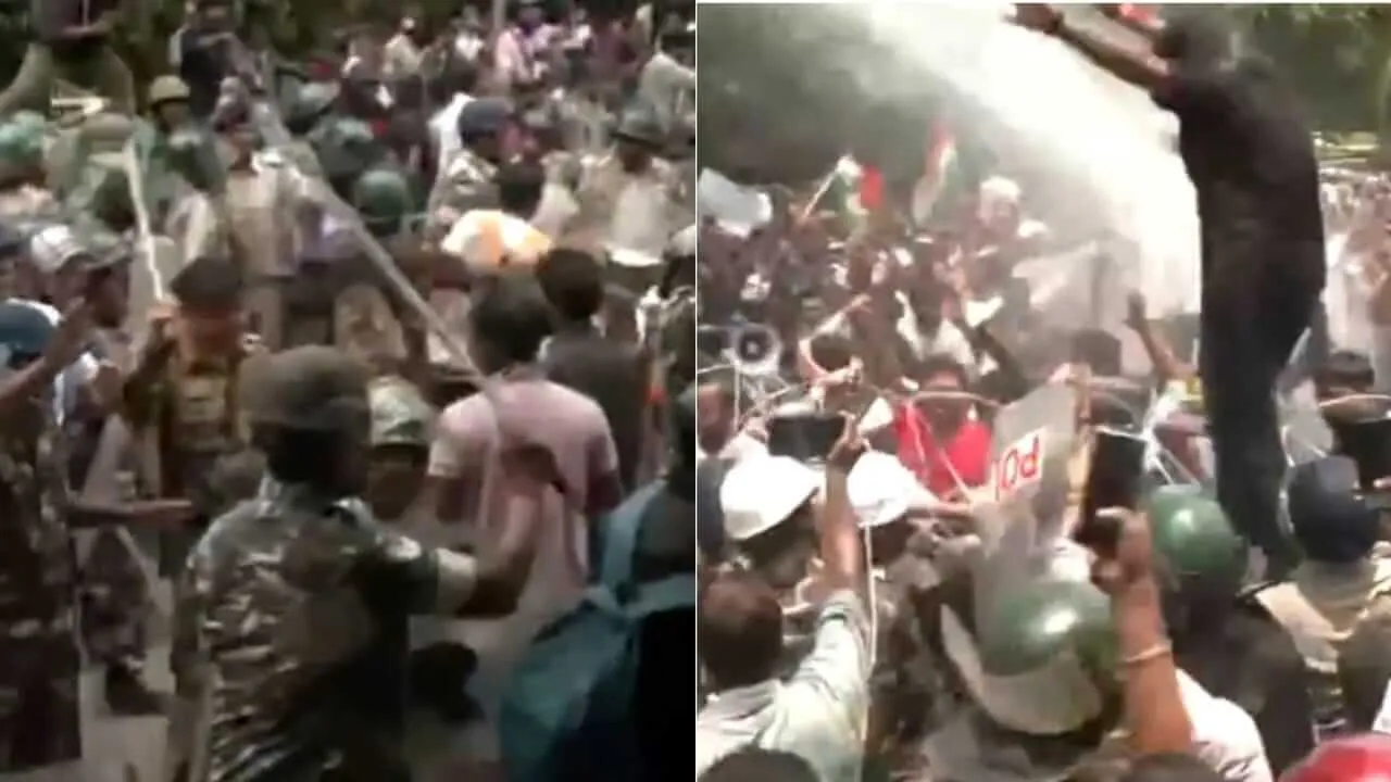 रांची में विधानसभा घेराव करने पहुंचे छात्रों पर लाठीचार्ज, वाटर कैनन का प्रयोग किया तो नाचने लगे छात्र, JPSC के पूर्व चेयरमैन एल ख्यांगते अरेस्ट
