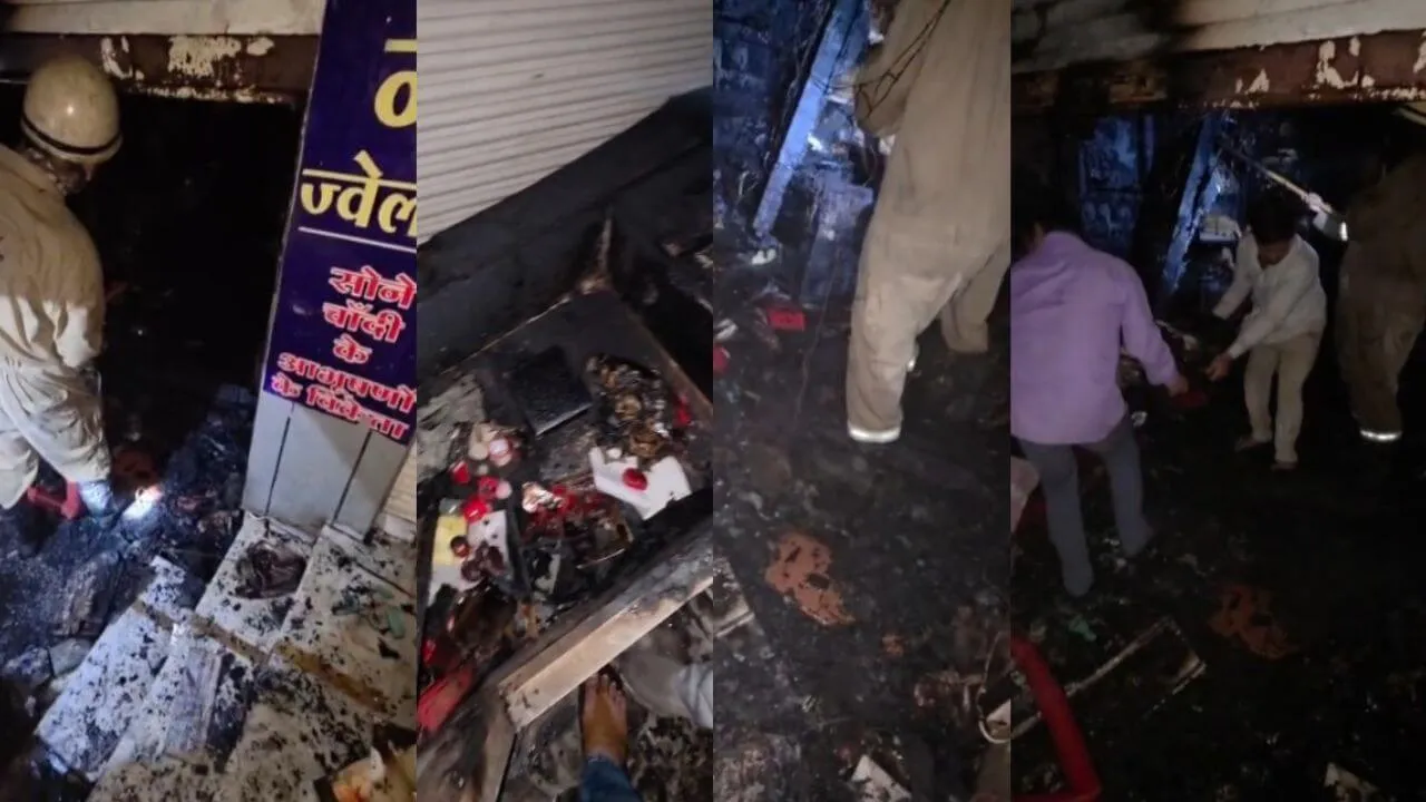 बड़ा सराफा में ज्वेलर्स की दुकान धधकी, आग और धुएं से मची अफरा-तफरी