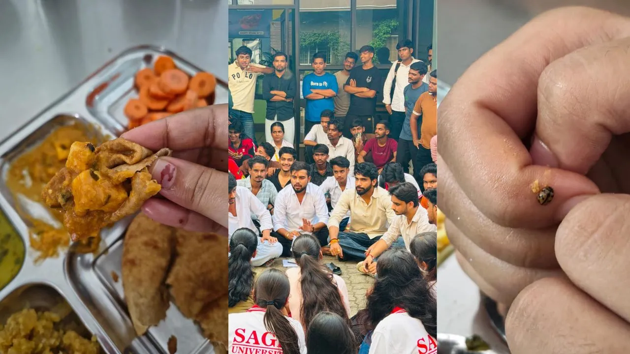 सेज यूनिवर्सिटी गर्ल्स हॉस्टल में छात्राओं का हंगामा, खाने में कीड़े मिलने का आरोप, 4 घंटे चला प्रदर्शन