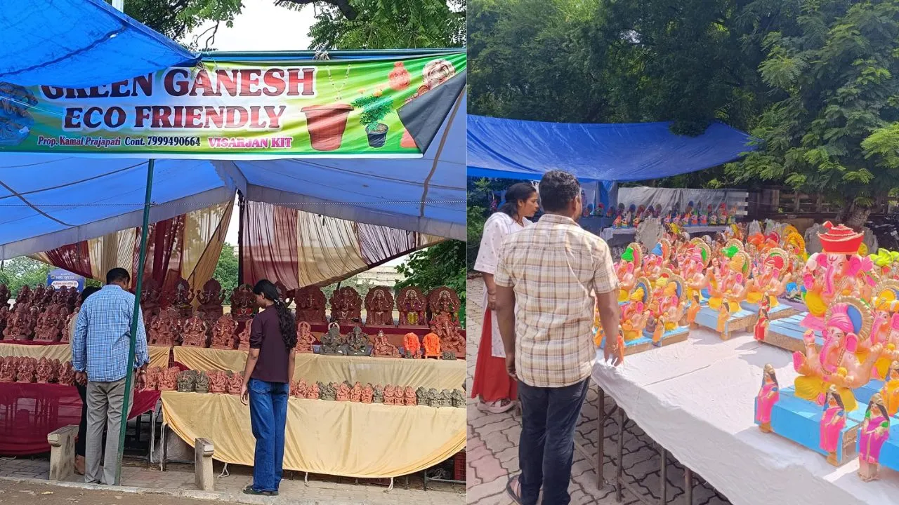 ईको-फ्रेंडली गणेश से सजे ग्वालियर में बाजार, मिट्टी के गणपति के प्रति बढ़ा आकर्षण, ढोल नगाड़ों के साथ हो रही स्थापना