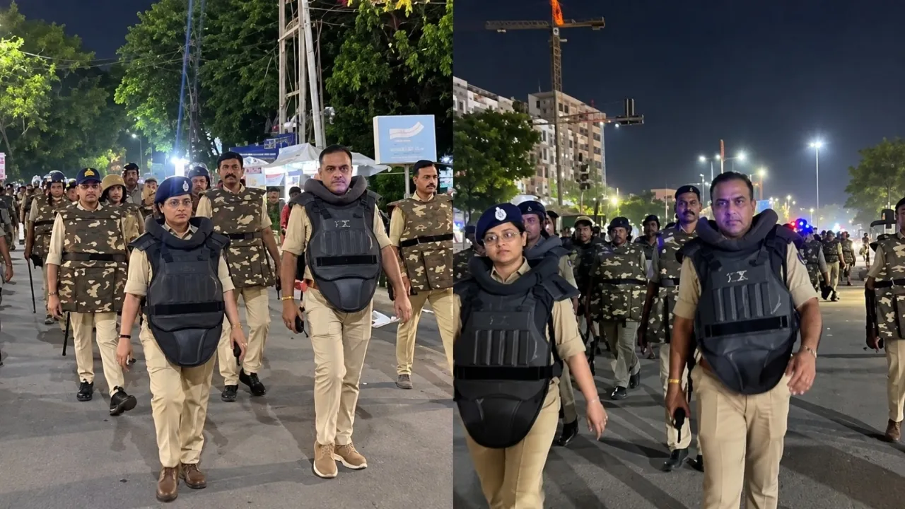 उज्जैन पुलिस ने निकाला फ्लैग मार्च, त्योहारों से पहले दिया शांति और भाईचारे का संदेश