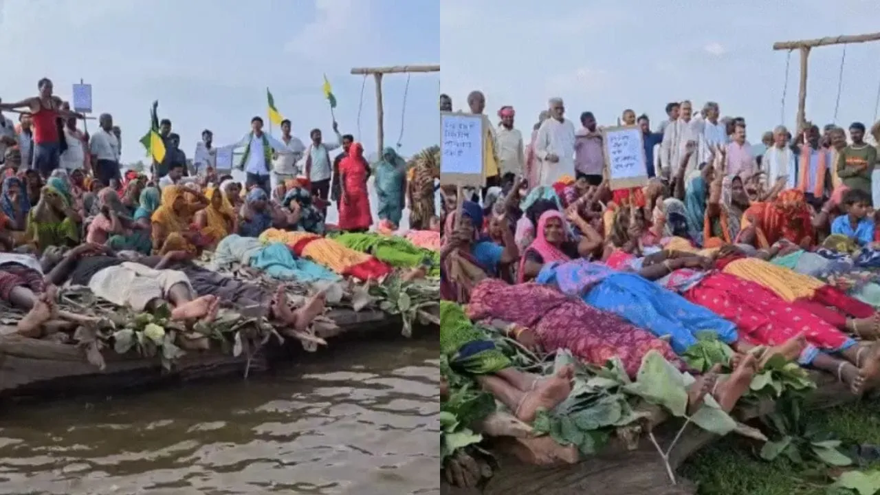 पन्ना में विस्थापित ग्रामीणों का जल सत्याग्रह, लगाए ‘न्याय दो या मार दो’ के नारे
