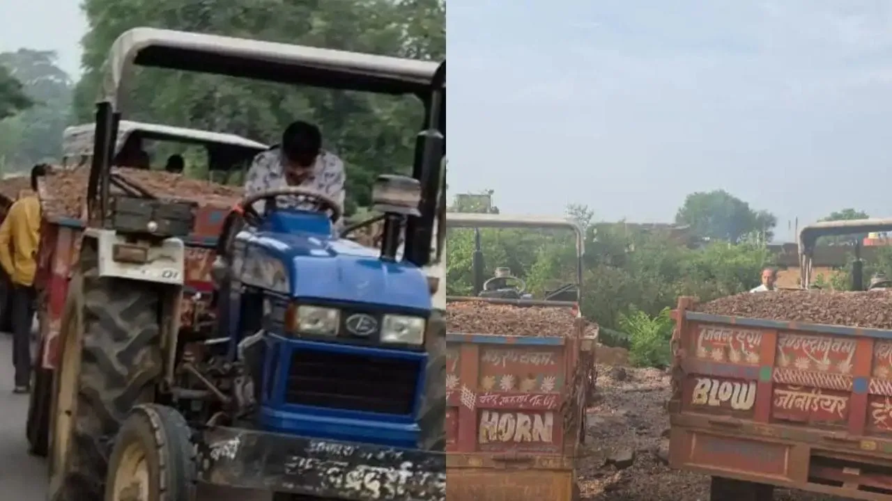 टीकमगढ़ में खनिज विभाग की कार्रवाई, रेत गिट्टी का परिवहन करते डंपर और ट्रैक्टर-ट्रॉली जब्त