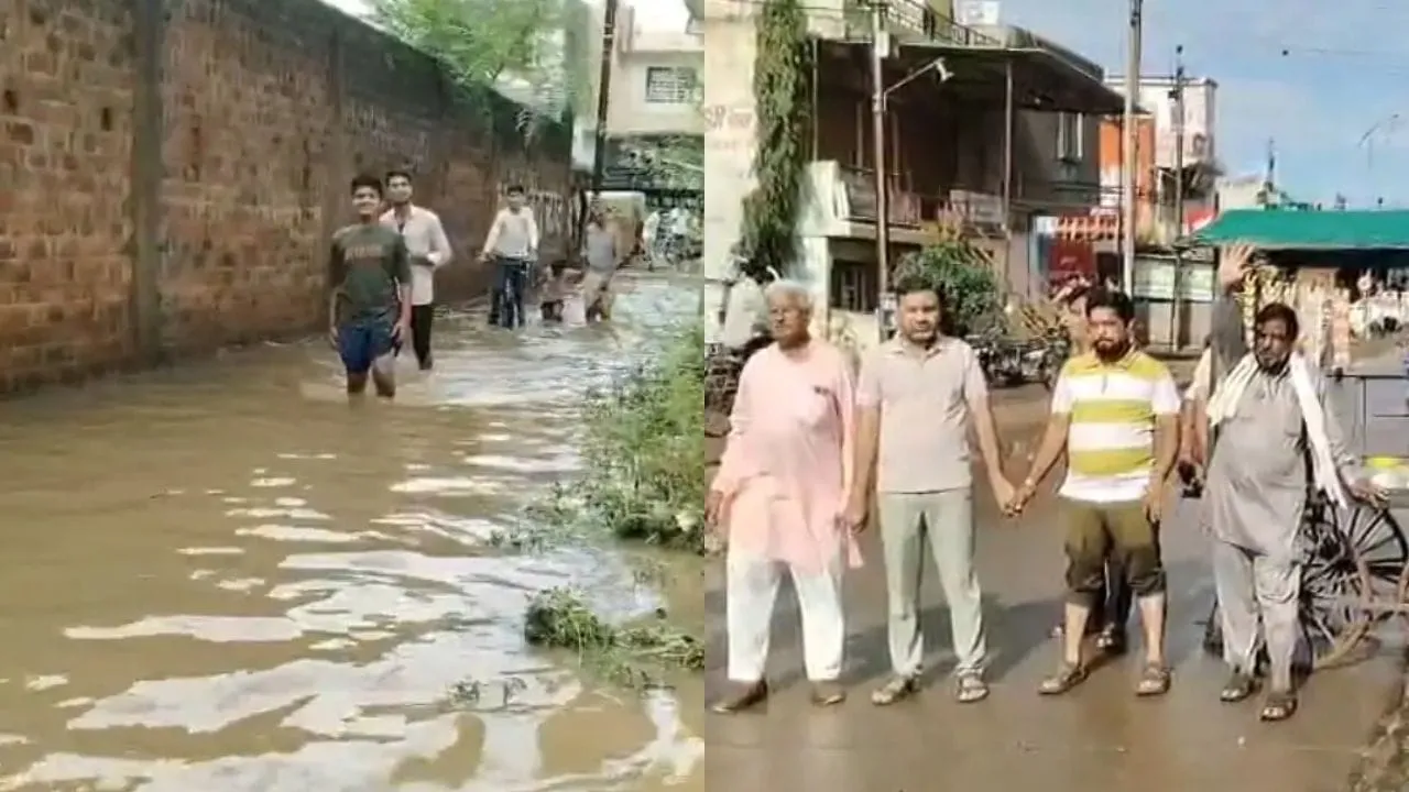 विदिशा में मूसलाधार बारिश के बाद लोगों के घरों में घुसा पानी, अनाज और राशन सहित वाहन डूबे