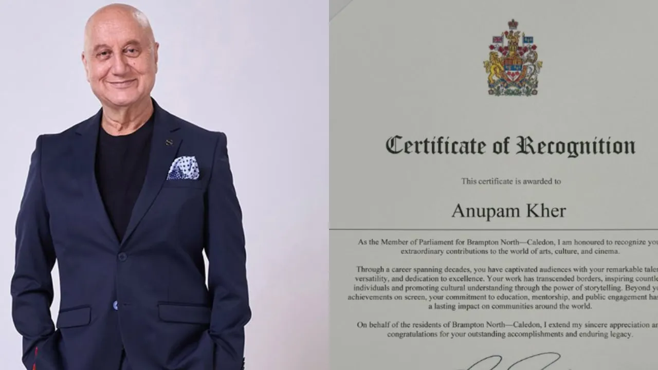 विदेश में फिर सम्मानित हुए अनुपम खेर, टोरंटो में मिला ‘Certificate of Recognition’