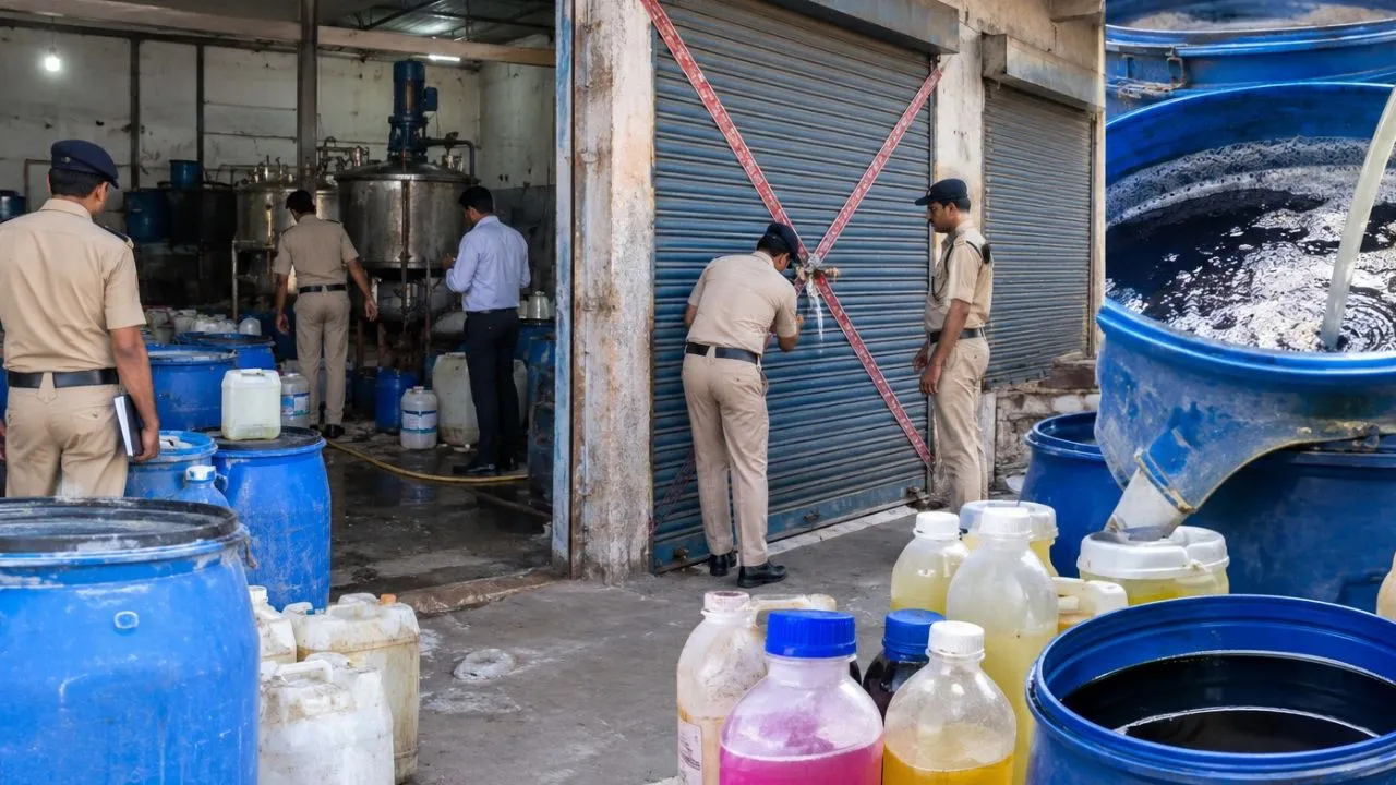 अवधपुरी में 4 साल से चल रही थीं अवैध फिनाइल फैक्ट्रियां, नगर निगम ने 2 यूनिट सील कीं, ड्रम-बोतलों में मिला केमिकल